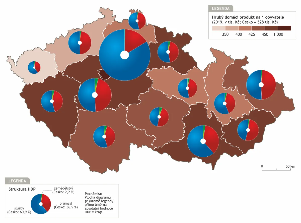HDP v krajích Česka