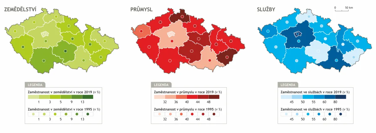 Zaměstnanost v sektorech