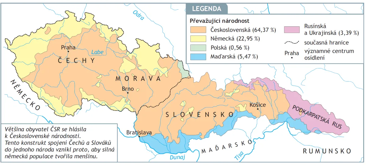 1921 Národnostní mapa Československa